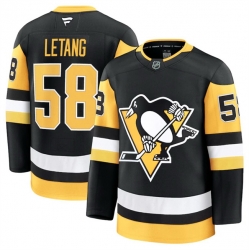 Men Pittsburgh Penguins 58 Kris Letang Black 2024 25 Home Stitched Hockey Jersey