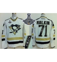 Penguins #71 Evgeni Malkin White 2014 Stadium Series Autographed 2017 Stanley Cup Finals Champions Stitched NHL Jersey