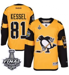 Penguins #81 Phil Kessel Gold 2017 Stadium Series Stanley Cup Final Patch Stitched NHL Jersey