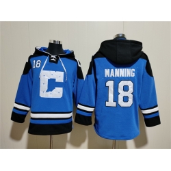 Men Indianapolis Colts 18 Peyton Manning Blue Ageless Must Have Lace Up Pullover Hoodie