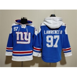 Men New York Giants 97 Dexter Lawrence II Blue Ageless Must Have Lace Up Pullover Hoodie