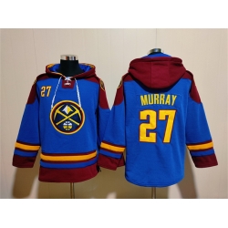 Men Denver Nuggets 27 Jamal Murray Blue Red Lace Up Pullover Hoodie