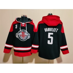 Men Houston Rockets 5 Fred VanVleet Black Red Lace Up Pullover Hoodie