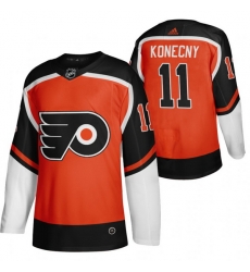 Men Philadelphia Flyers 11 Travis Konecny Orange Adidas 2020 21 Reverse Retro Alternate NHL Jersey