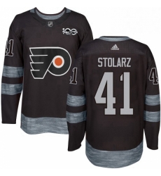 Mens Adidas Philadelphia Flyers 41 Anthony Stolarz Premier Black 1917 2017 100th Anniversary NHL Jersey 