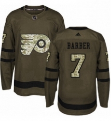 Mens Adidas Philadelphia Flyers 7 Bill Barber Premier Green Salute to Service NHL Jersey 