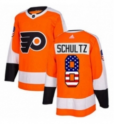 Mens Adidas Philadelphia Flyers 8 Dave Schultz Authentic Orange USA Flag Fashion NHL Jersey 