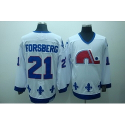 Quebec Nordiques 21 Forsberg White Jerseys CCM