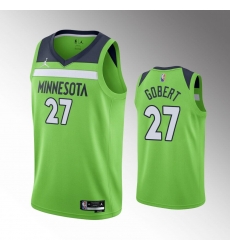 Men Minnesota Timberwolves 27 Rudy Gobert Statement Edition Green 75th Anniversary Swingman Stitched Jersey