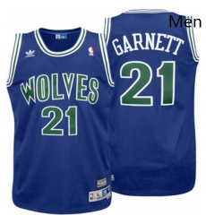 Mens Adidas Minnesota Timberwolves 21 Kevin Garnett Swingman Blue Throwback NBA Jersey