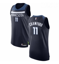 Mens Nike Minnesota Timberwolves 11 Jamal Crawford Authentic Navy Blue Road NBA Jersey Icon Edition 