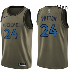 Mens Nike Minnesota Timberwolves 24 Justin Patton Swingman Green Salute to Service NBA Jersey 