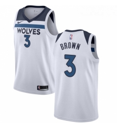 Mens Nike Minnesota Timberwolves 3 Anthony Brown Authentic White NBA Jersey Association Edition 