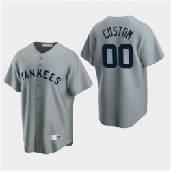 Men Women youth Custom New York Yankees Gray Road Cooperstown Collection Nike Jersey 