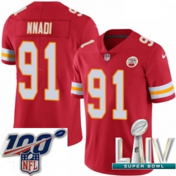 2020 Super Bowl LIV Youth Nike Kansas City Chiefs #91 Derrick Nnadi Red Team Color Vapor Untouchable Limited Player NFL Jersey