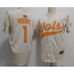 Men Tennessee Volunteers #1 Christian Moore Black Pull over Rice White Stitched Jersey