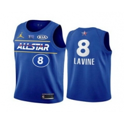 Men 2021 All Star Chicago Bulls 8 Zach LaVine Blue Eastern Conference Stitched NBA Jersey