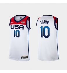 Men's USA Team Jayson Tatum Home White 2021 Tokyo Olympics Jersey II