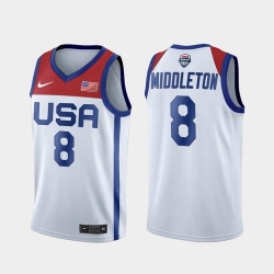 Men's USA Team Khris Middleton Home White 2021 Tokyo Olympics Jersey