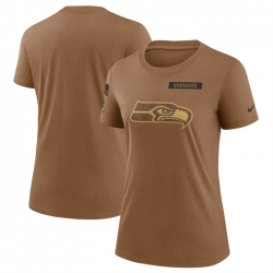 Women Seattle Seahawks 2023 Brown Salute To Service Legend Performance T Shirt Run Small