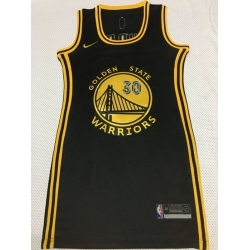 Women Golden Warriors 30 Stephen Curry Dress Stitched Jersey Black