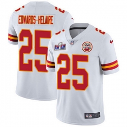 Nike Chiefs 25 Clyde Edwards Helaire White Youth Bound Stitched NFL Vapor Untouchable Limited 2024 Super Bowl LVIII Jersey 