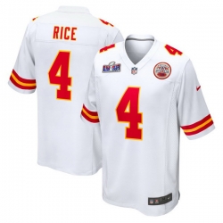 Youth Kansas City Chiefs 4 Rashee Rice White 2023 F U S E  Vapor Untouchable Limited Stitched 2024 Super Bowl LVIII Jersey