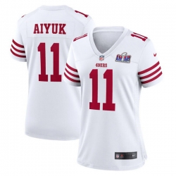 Women San Francisco 49ers 11 Brandon Aiyuk White 2023 F U S E  Vapor Limited Stitched Football 2024 Super Bowl LVIII Jersey