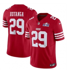 Youth San Francisco 49ers 29 Talanoa Hufanga Red 2023 F U S E  With John Madden Patch Vapor Limited Stitched Football 2024 Super Bowl LVIII Jersey