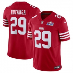 Men San Francisco 49ers 29 Talanoa Hufanga Red 2023 F U S E  With John Madden Patch Vapor Limited Stitched Football 2024 Super Bowl LVIII Jersey