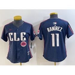 Women Cleveland Guardians 11 Jose Ram EDrez Navy 2024 City Connect Limited Stitched Baseball Jersey 5