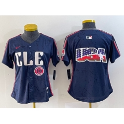 Women Cleveland Guardians Team Big Logo Navy 2024 City Connect Stitched Baseball Jersey 6