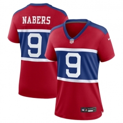 Women New York Giants 9 Malik Nabers Century Red Alternate Vapor Limited Stitched Football Jersey